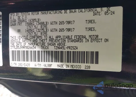 2024 Toyota Tacoma Trd Off Road 4Wd из США, поврежденный, VIN 3TMLB5JN9RM026654